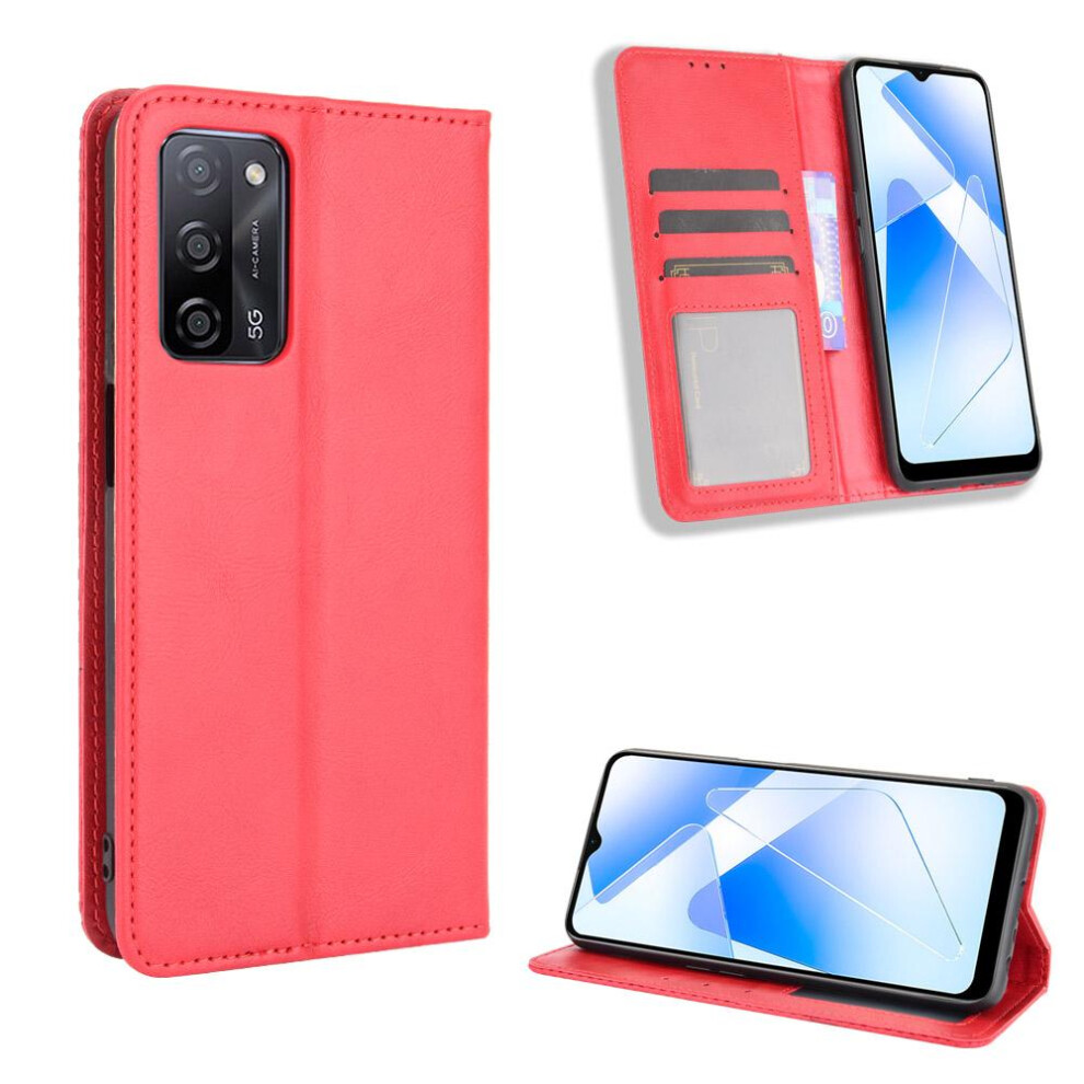 (Red) Case For Oppo A55 5G/A53s 5G Pu Leather Magnetic Closure Wallet Red 764499974890