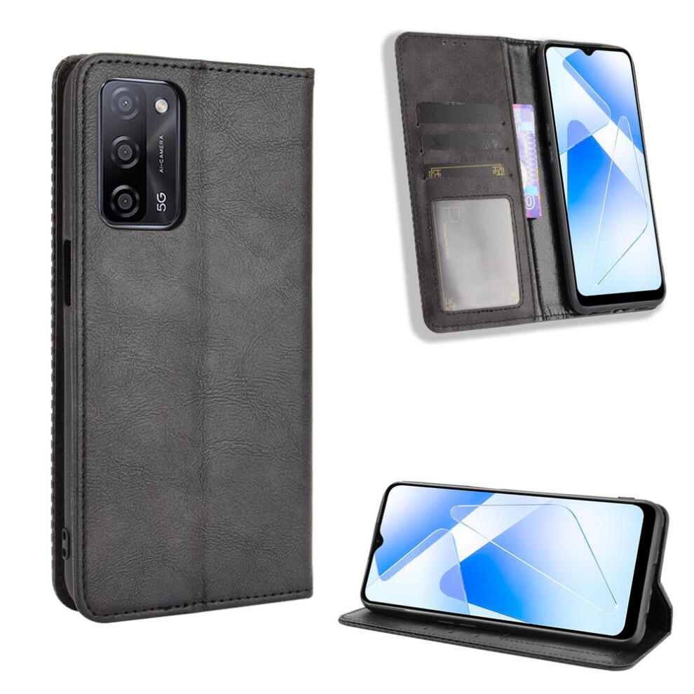 (Black) Case For Oppo A55 5G/A53s 5G Pu Leather Magnetic Closure Wallet Black 764499974883