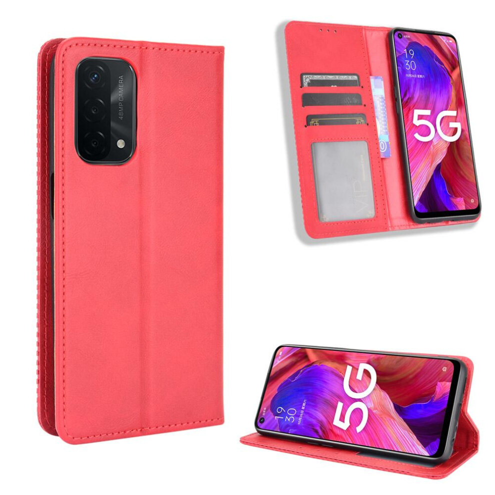 (Red) Case For Oppo A54 5G/A74 5G/A93 5G Pu Leather Magnetic Closure Wallet Red 764499974937