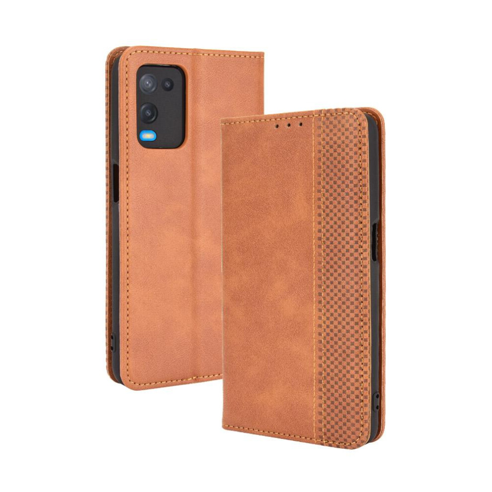 (Brown) Case For Oppo A54 4G Magnetic Closure Pu Leather Wallet Brown 764499974999