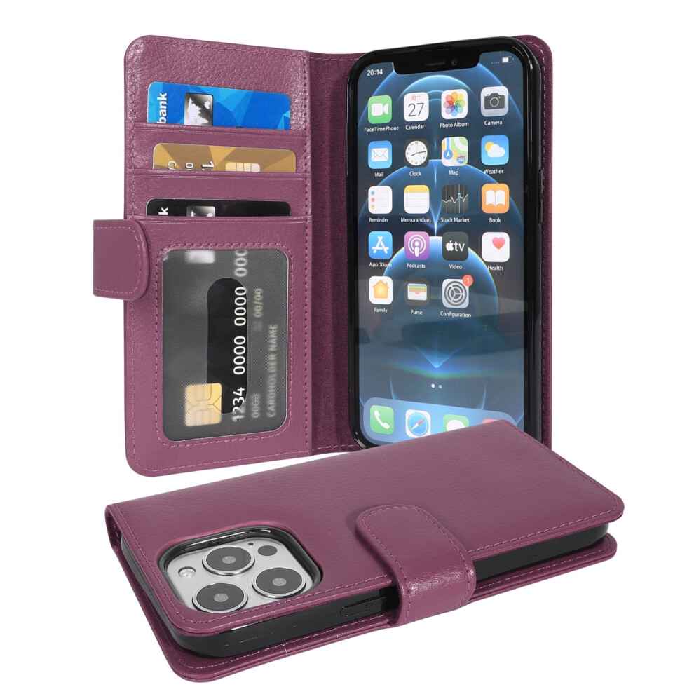 (Purple) Cadorabo Case for Apple iPhone 13 PRO Cover Book Wallet Protection PU Leather Flip Magnetic Etui