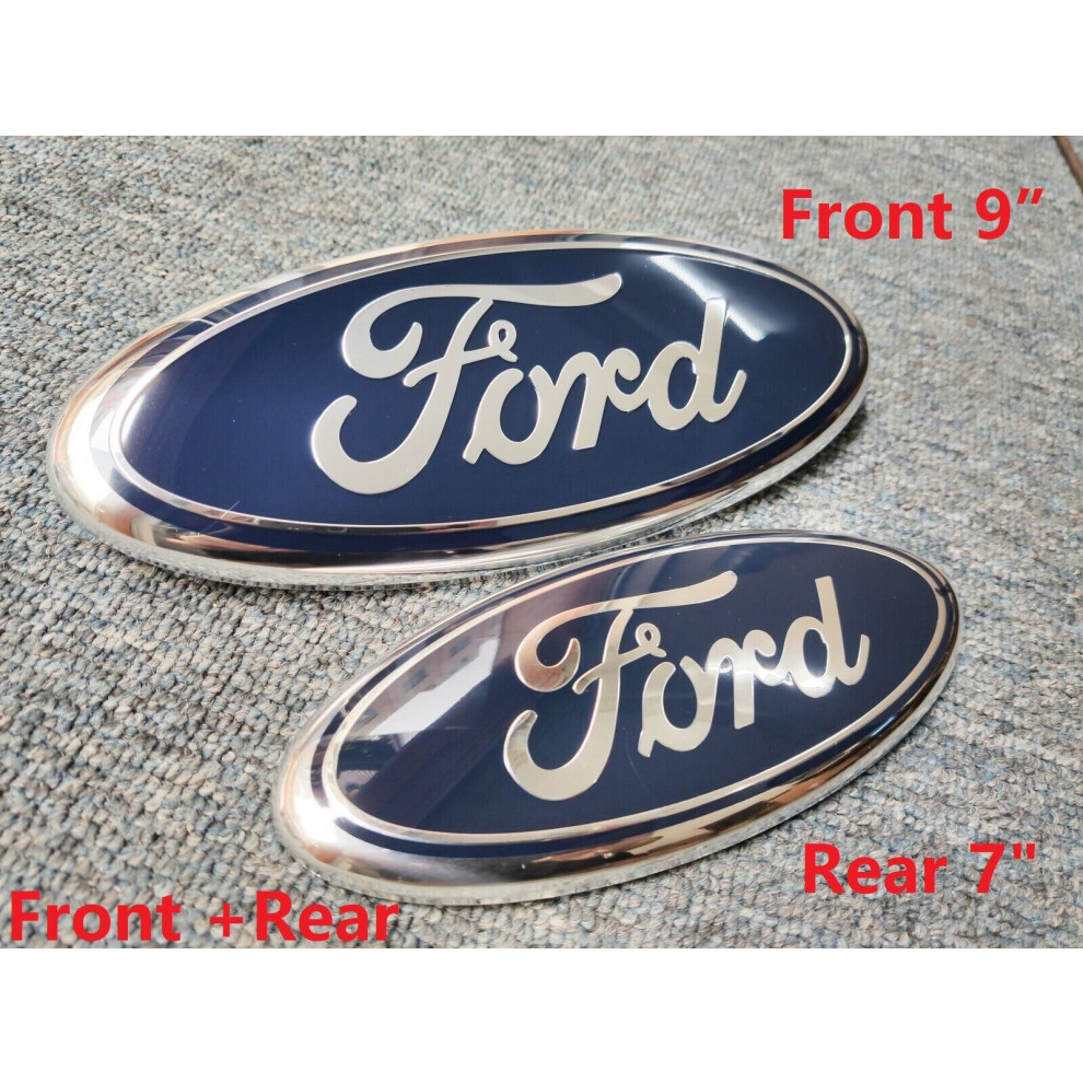 225Mm+175Mm Ford Transit Front + Rear Grille Badge Bonnet Emblem Blue 9101665881483