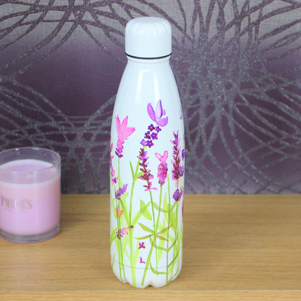 Purple Lavender Drinks Bottle 500ml For Hot And Cold Drinks Floral Water Storage