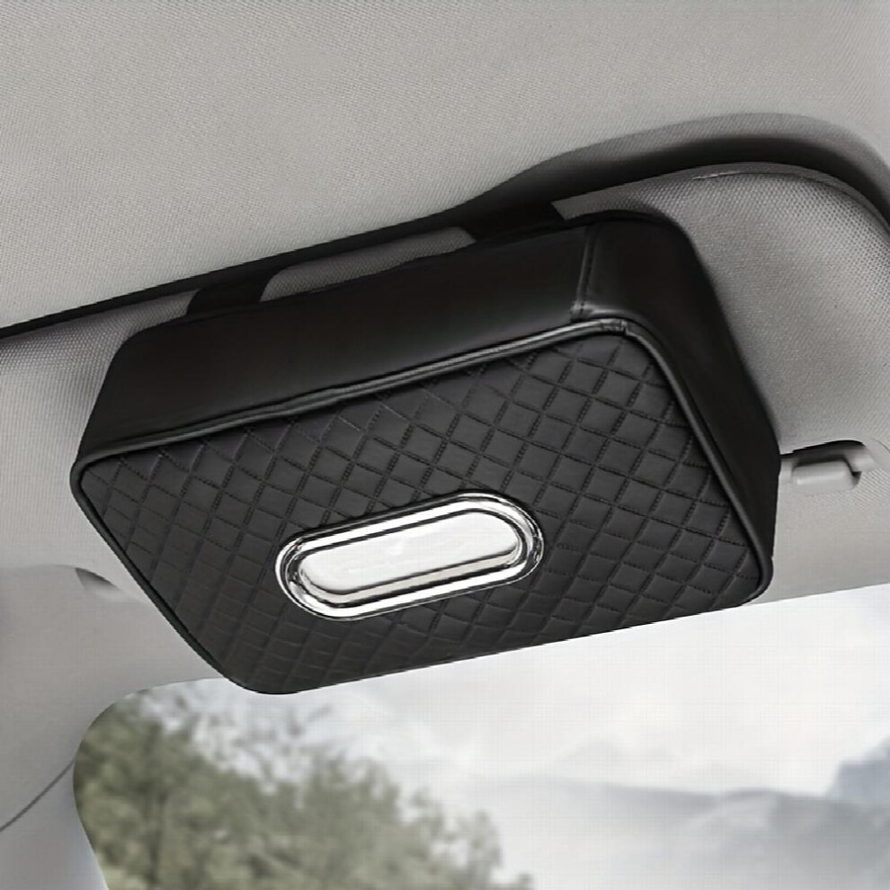 Car Tissue Holder Leather Car Visor Napkin Case For Vehicle Auto With Strap 885682445659