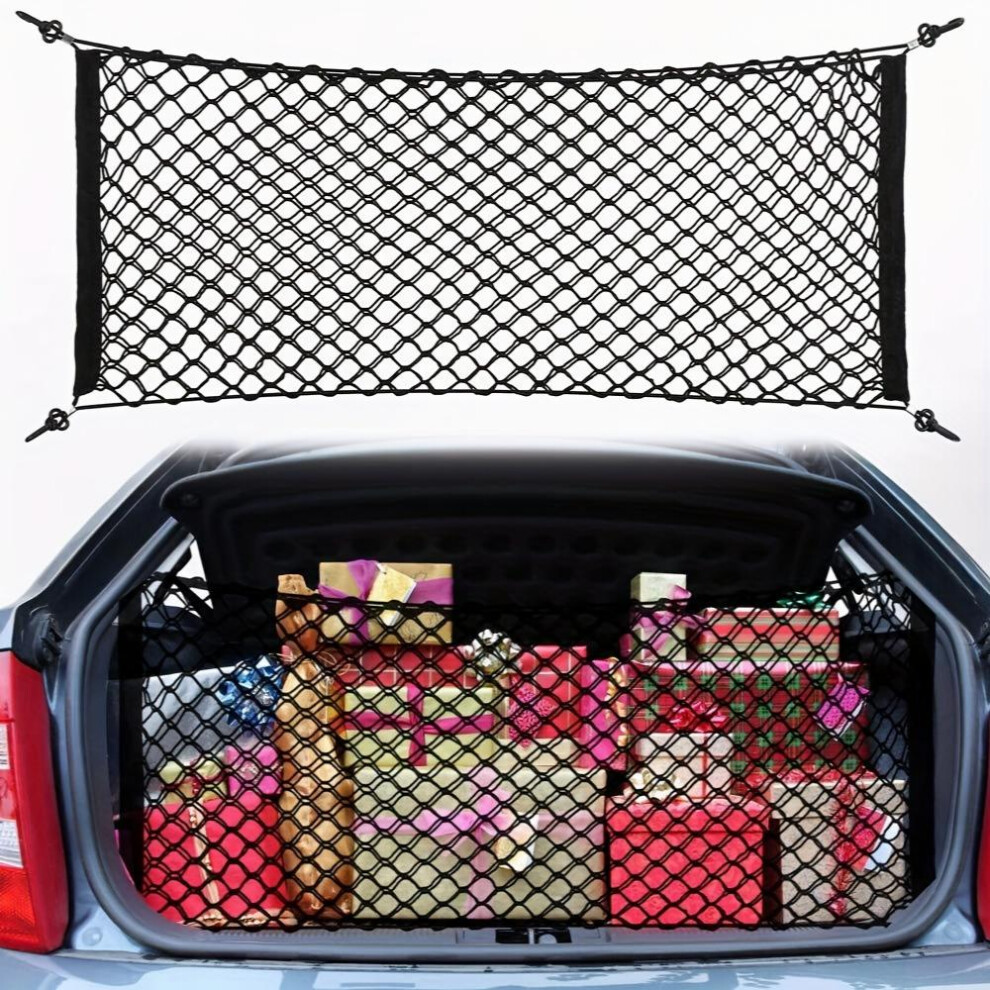 Rear Cargo Net Truck Bed Stretchable Trunk Cargo Storage Organizer Net Nylon Plastic Truck Bed Nets With Hooks Car Suv Truck 110X40cm 885682446465
