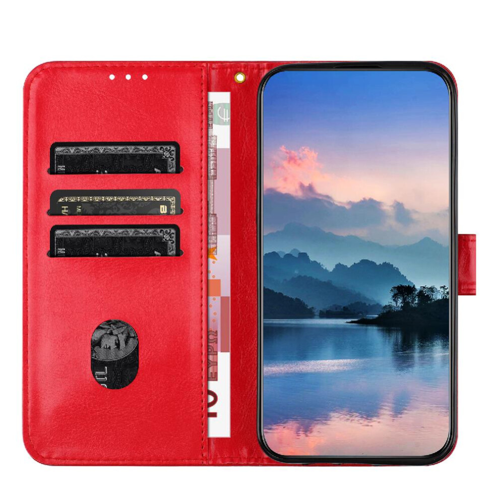 (Red) Phone Case For Samsung Galaxy A31 Pu Lether Card Slots Holder Flip Folio Litchi Pattern Wallet Red 764499977655