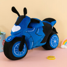 (Blue) Cartoon Motorcycle Children Plush Toy Simulation Filling Model Pillow Baby Gift