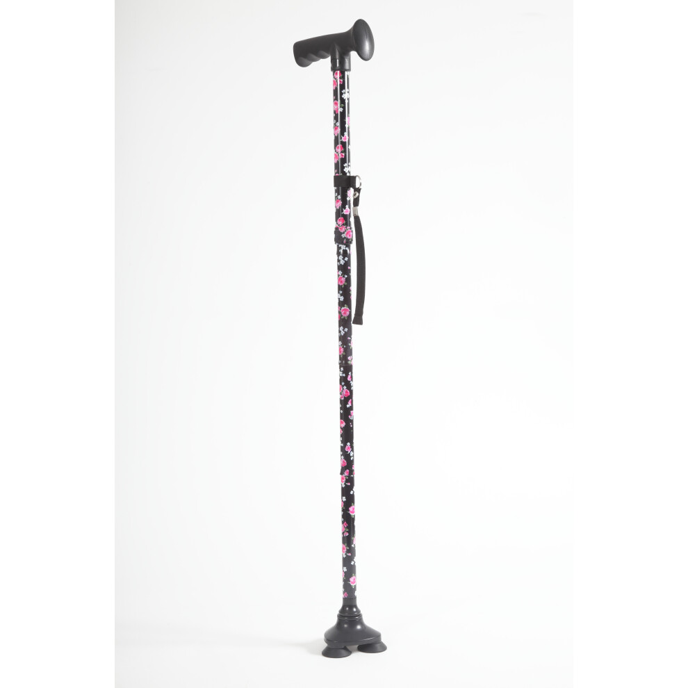 The Orchard - Easylife Easylife Lifestyle Solutions Comfortable Grip Foldable Walking Stick For Women & Men With Triple Non-Slip Feet | Lightweight Aluminium Adjustable Hei