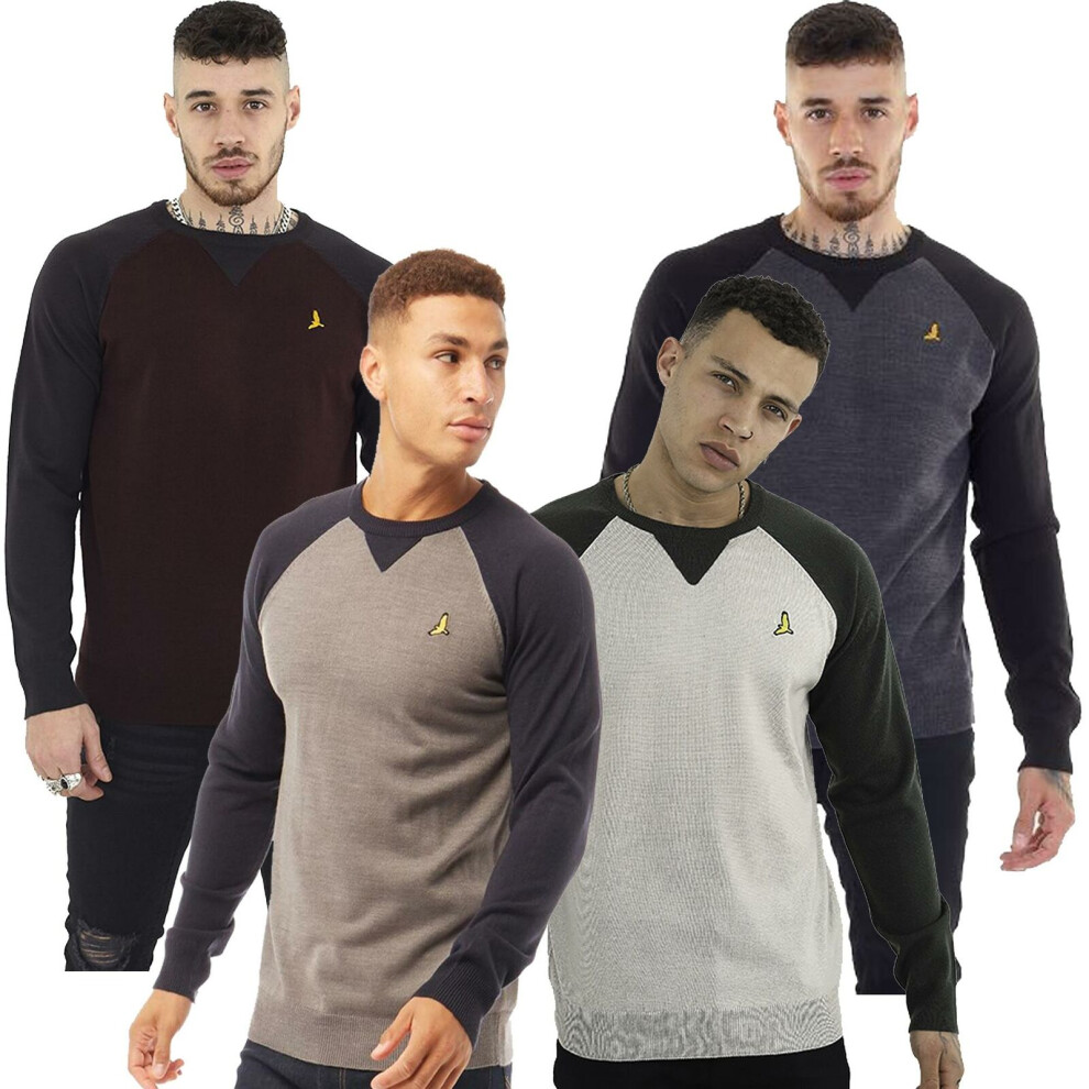 (L, Higgs - Sand) Mens Crew Neck Jumper Sweat Top Brave Soul Jumpers