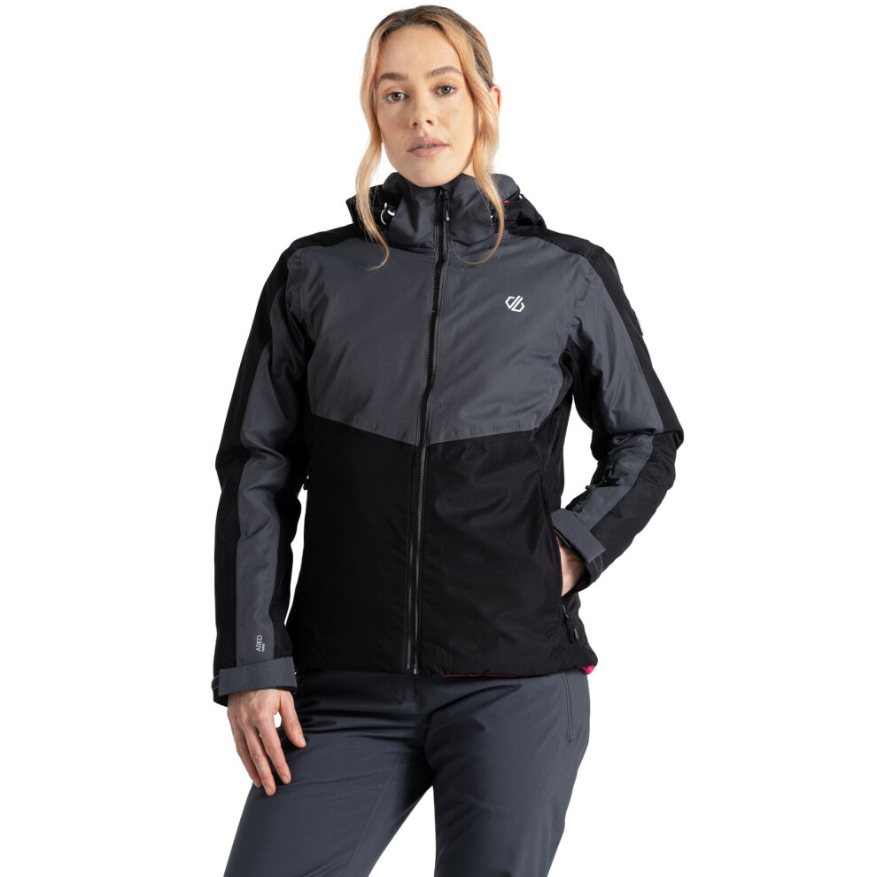 (14, Ebony Grey) Dare 2b Womens Climatise Waterproof Thermal Ski Jacket Coat - Ebony Grey