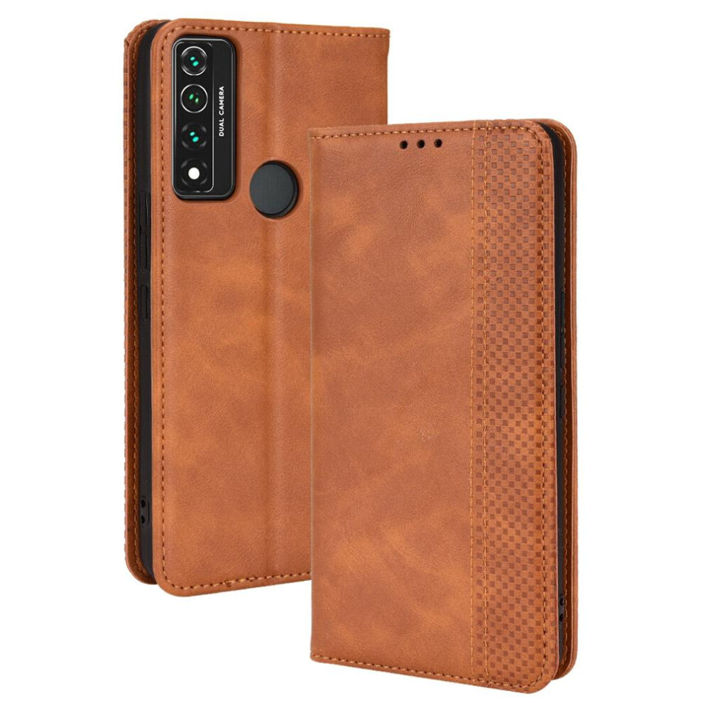 (Brown) Case For Tcl 4X 5G Wallet Magnetic Closure Pu Leather Brown 764499983922