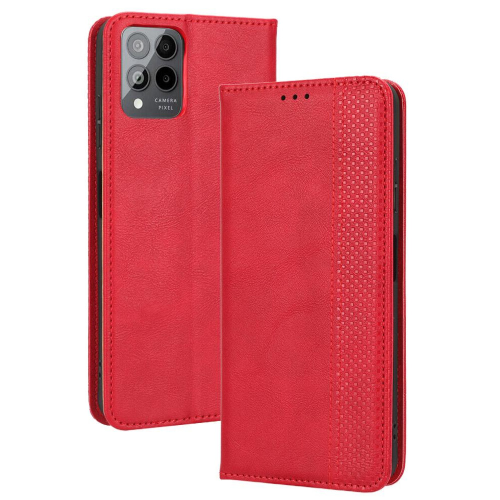 Photos - Case   For T-Mobile REVVL 6 Pro 5G Magnetic Closure PU Leather Wallet(Red)