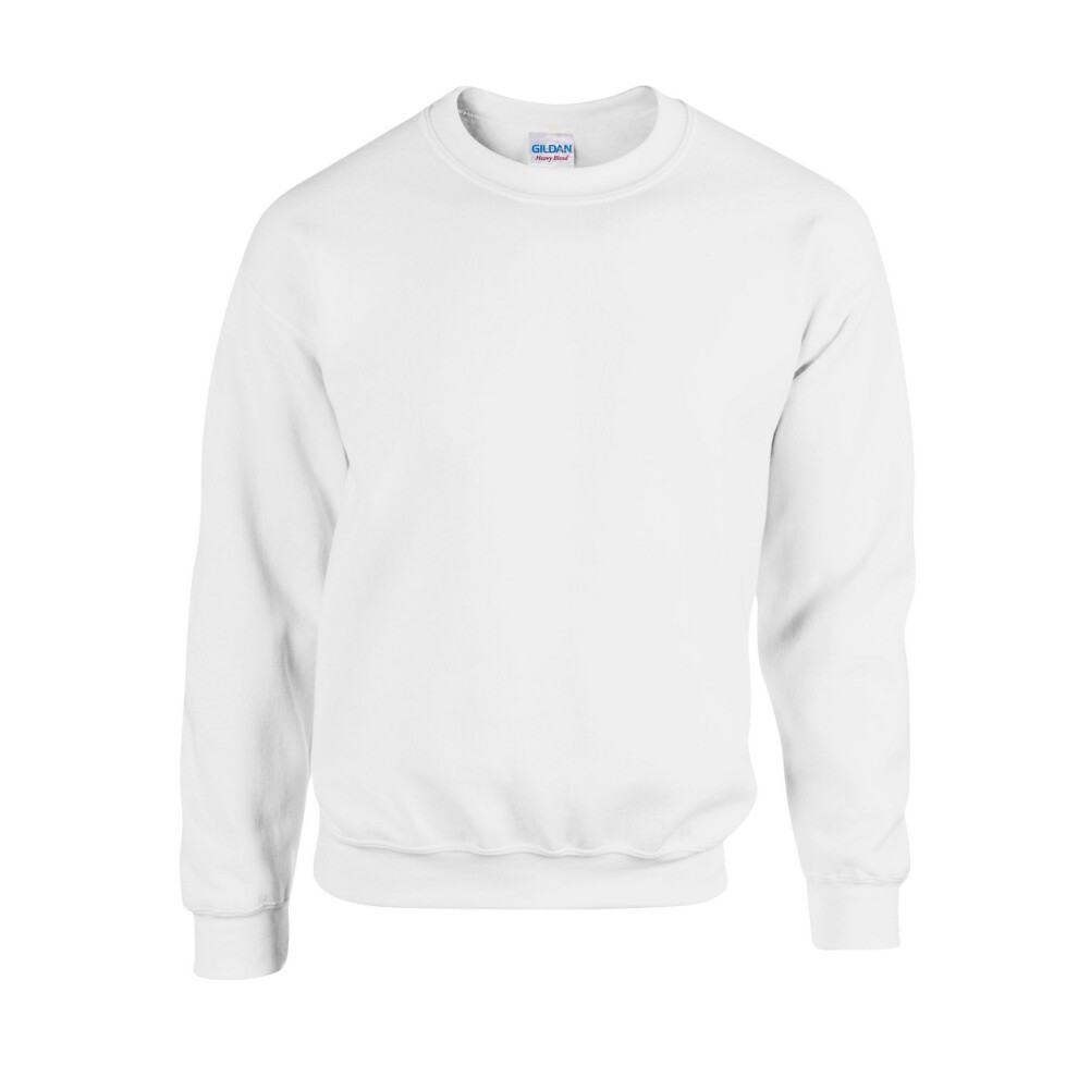 (S, White) Gildan Mens Heavy Blend Sweatshirt