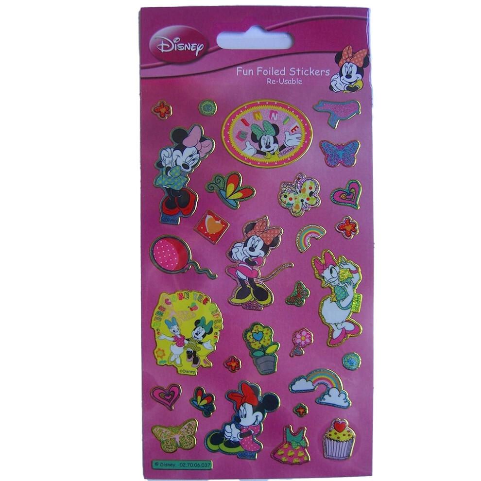 Fun Reusable Foil Minnie Mouse Stickers (Pack of 29)