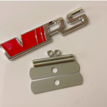 Silver Red VRS 3D Front Grill Emblem Badge Kit For Skoda Fabia Octavia