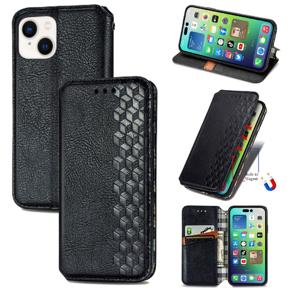(Black) Case For Apple Iphone 14 Fashion Design Exquisite Business Leather Case Flip Cover Wallet Function Black 764499986251