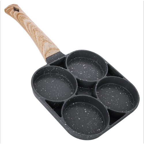 4 Hole Omelet Pan Wooden Handle Frying Pan Egg Cookers