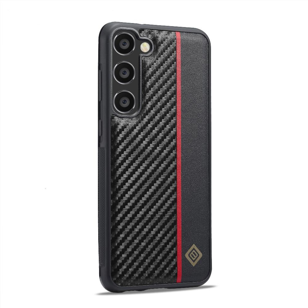 Photos - Case   For Samsung Galaxy S21+/S21+plus High Quality Clipless 2-in-1 Bottom Shell Aluminium Metal Logo Carbon Fibre PU(Black)
