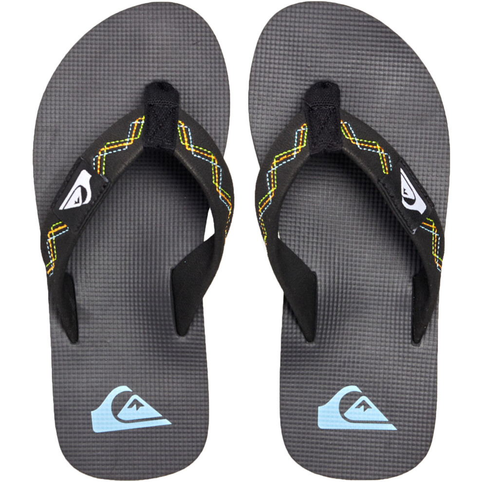 (13K UK, Black/Green) Quiksilver Kids Molokai Stitchy Summer Beach Pool Sandals Thongs Flip Flops