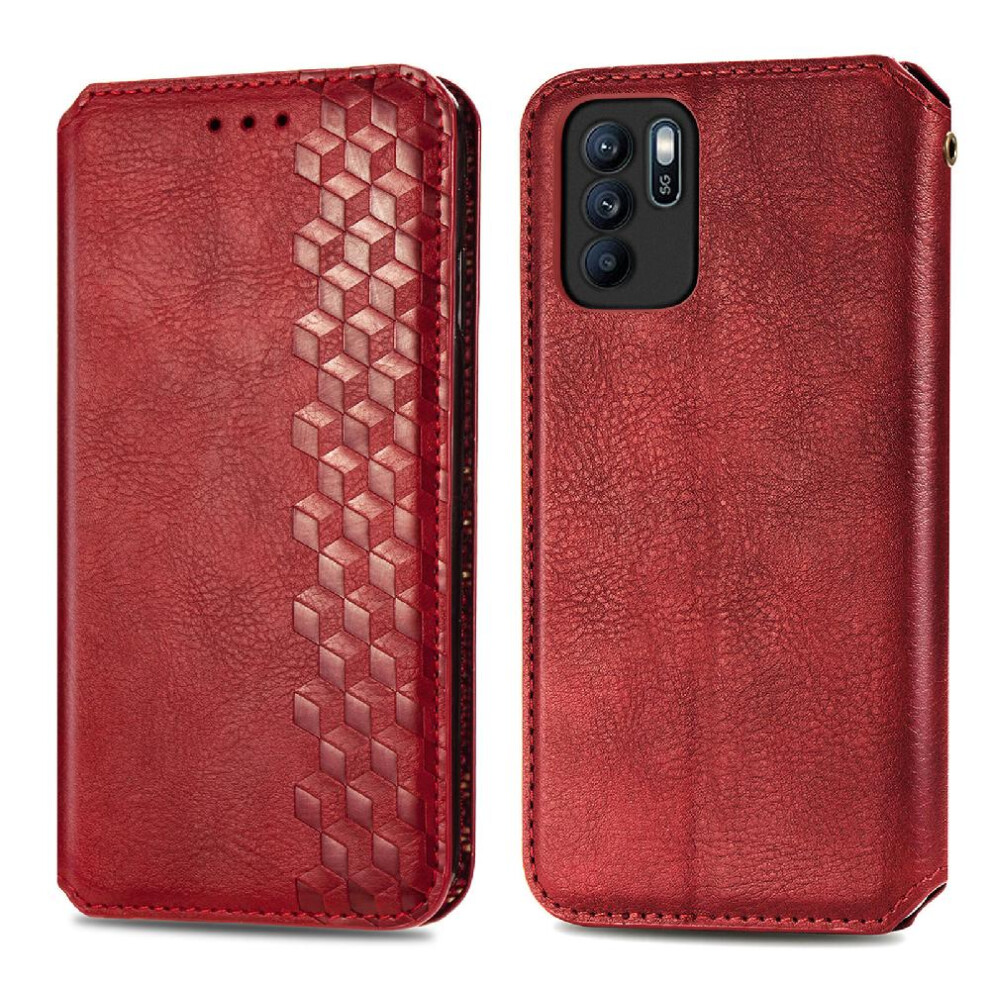 (Red) Case For Oppo Reno 6Z Flip Cover Wallet Function Fashion Design Leather Case Exquisite Business Red 764762551414