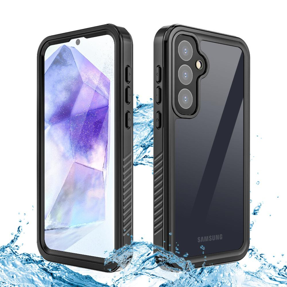 (Black) Case For Samsung Galaxy A55 5G 12Ft Military Shockproof Ip68 Waterproof Full Waterproof Built In Screen Protector Black 764762551544