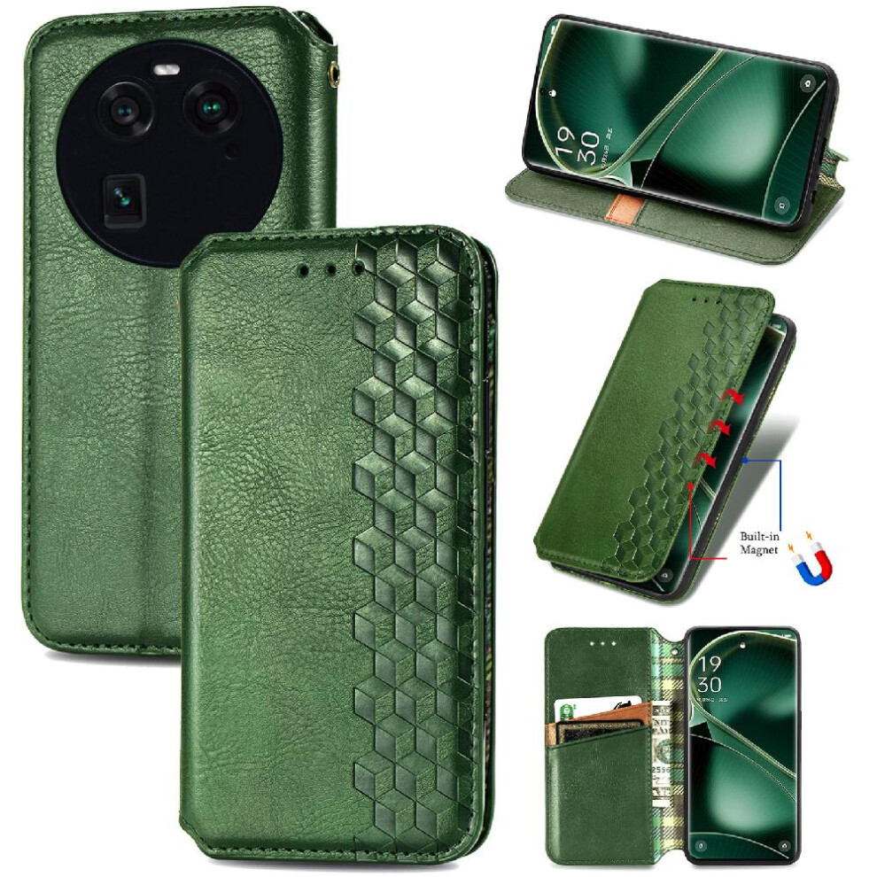 (Green) Case For Oppo Find X6 Exquisite Business Flip Cover Fashion Design Leather Case Wallet Function Green 764762551957