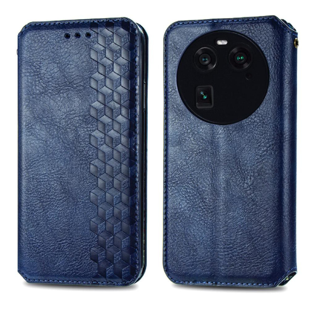 (Blue) Case For Oppo Find X6 Exquisite Business Flip Cover Fashion Design Leather Case Wallet Function Blue 764762551940