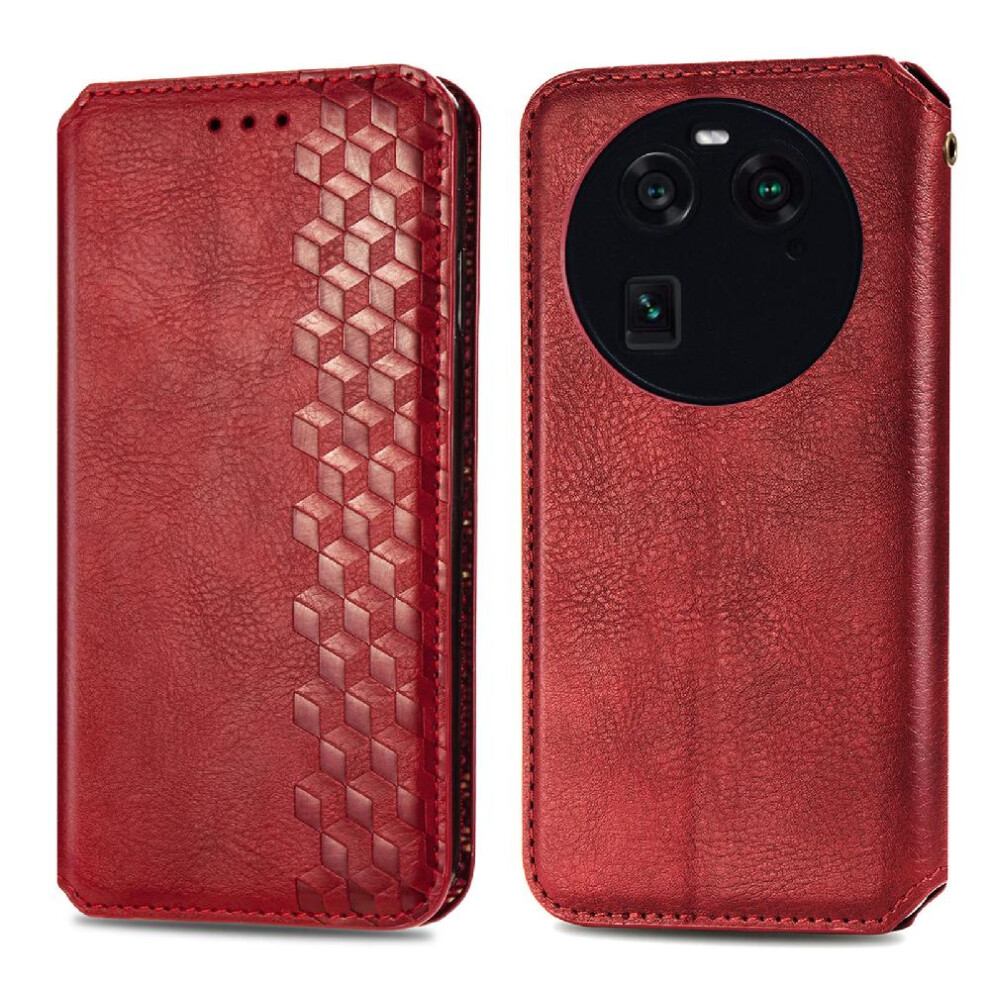 (Red) Case For Oppo Find X6 Exquisite Business Flip Cover Fashion Design Leather Case Wallet Function Red 764762551988