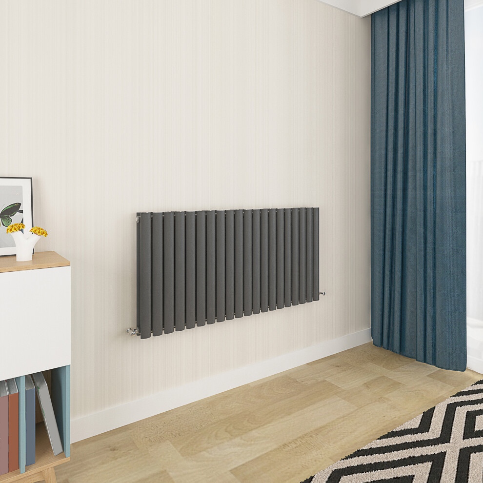 Aica Clearance Sale Oval Column Radiator Double 600X1180mm Anthracite