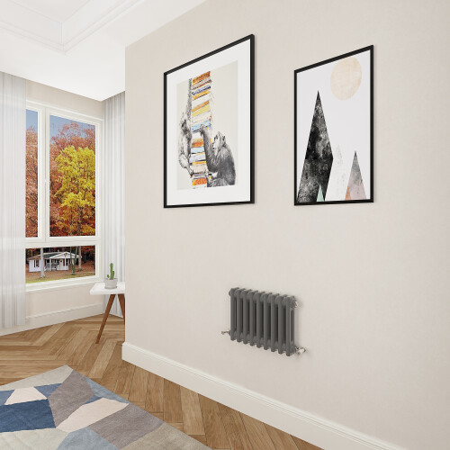 AICA Clearance Sale Cast Iron 2 Column Radiators Anthracite 300 x 425 mm