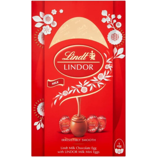 Lindt Lindor Milk Chocolate Easter Egg Medium 215g Contains Milk