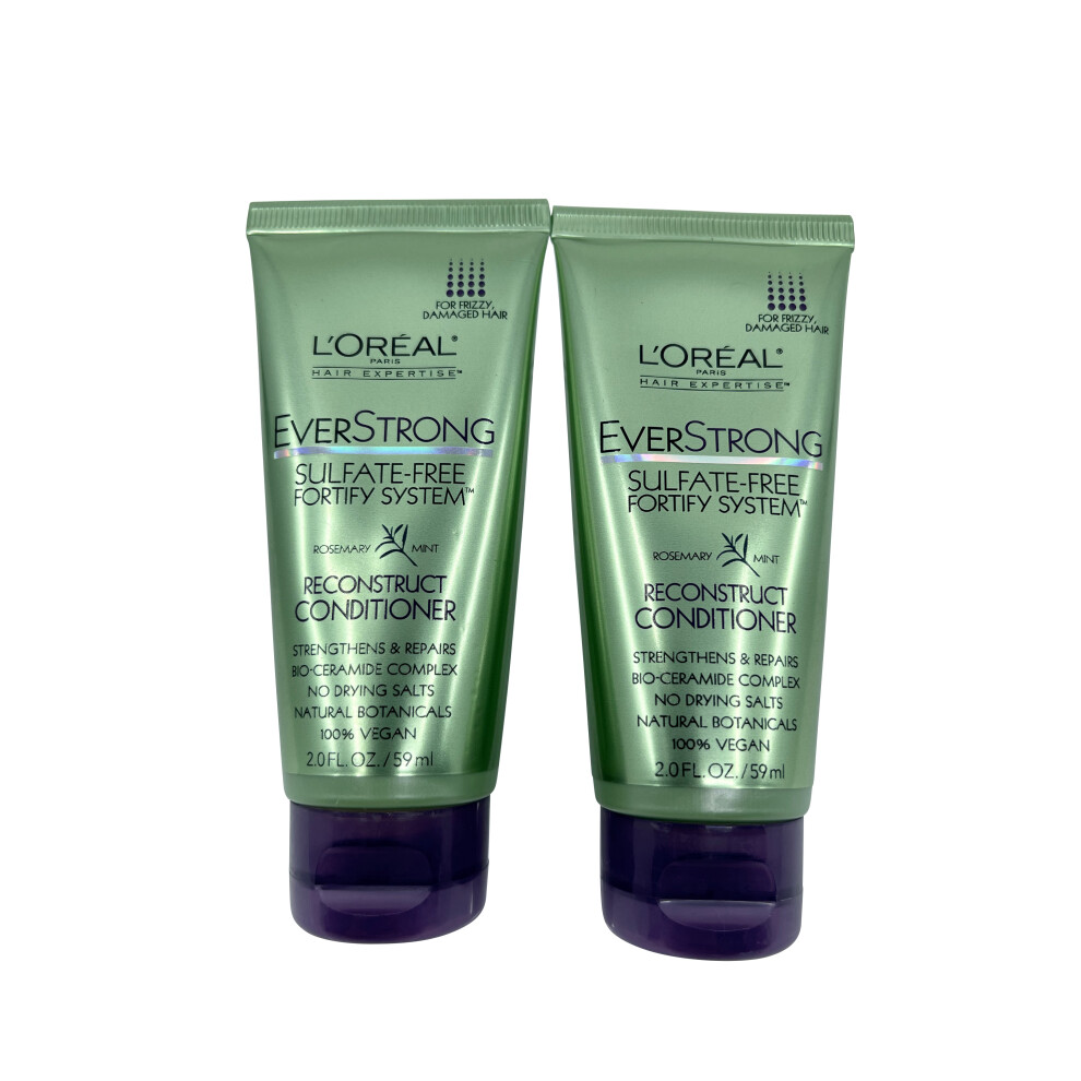 L'Oreal Everstrong Sulfate Free Conditioner Frizzy & Damaged Hair 2 OZ Set of 2