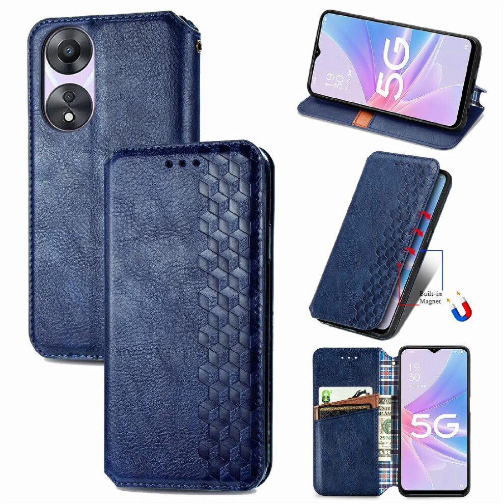 (Blue) Case For Oppo A78 Exquisite Business Fashion Design Flip Cover Leather Case Wallet Function Blue 764762553449