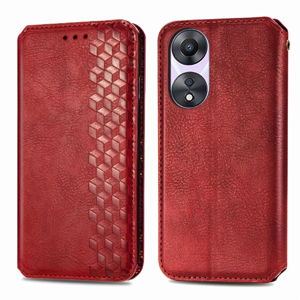 (Red) Case For Oppo A78 Exquisite Business Fashion Design Flip Cover Leather Case Wallet Function Red 764762553487