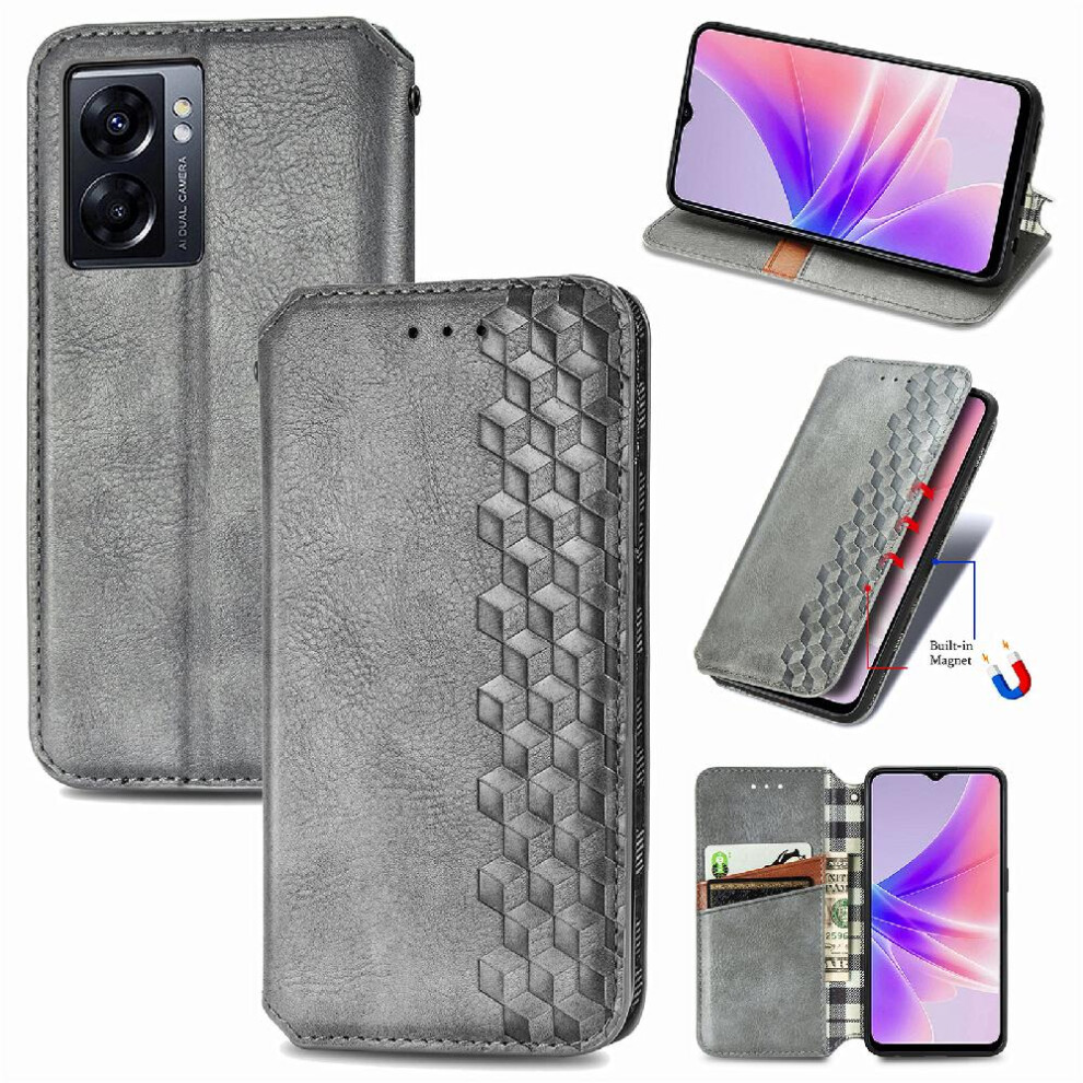 ( ) Case For Oppo A77 Flip Cover Fashion Design Leather Case Wallet Function Exquisite Business Gray 764762553531