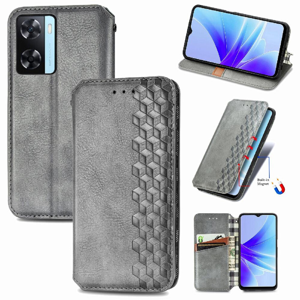 ( ) Case For Oppo A57s Fashion Design Flip Cover Leather Case Wallet Function Exquisite Business Gray 764762553692