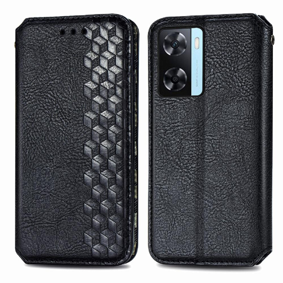 (Black) Case For Oppo A57s Fashion Design Flip Cover Leather Case Wallet Function Exquisite Business Black 764762553654