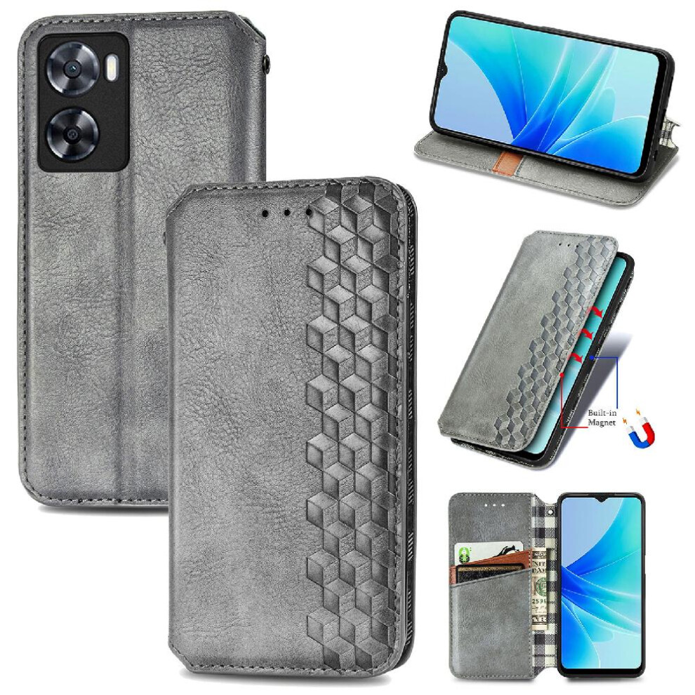 ( ) Case For Oppo A57 4G Wallet Function Leather Case Fashion Design Exquisite Business Flip Cover Gray 764762554828