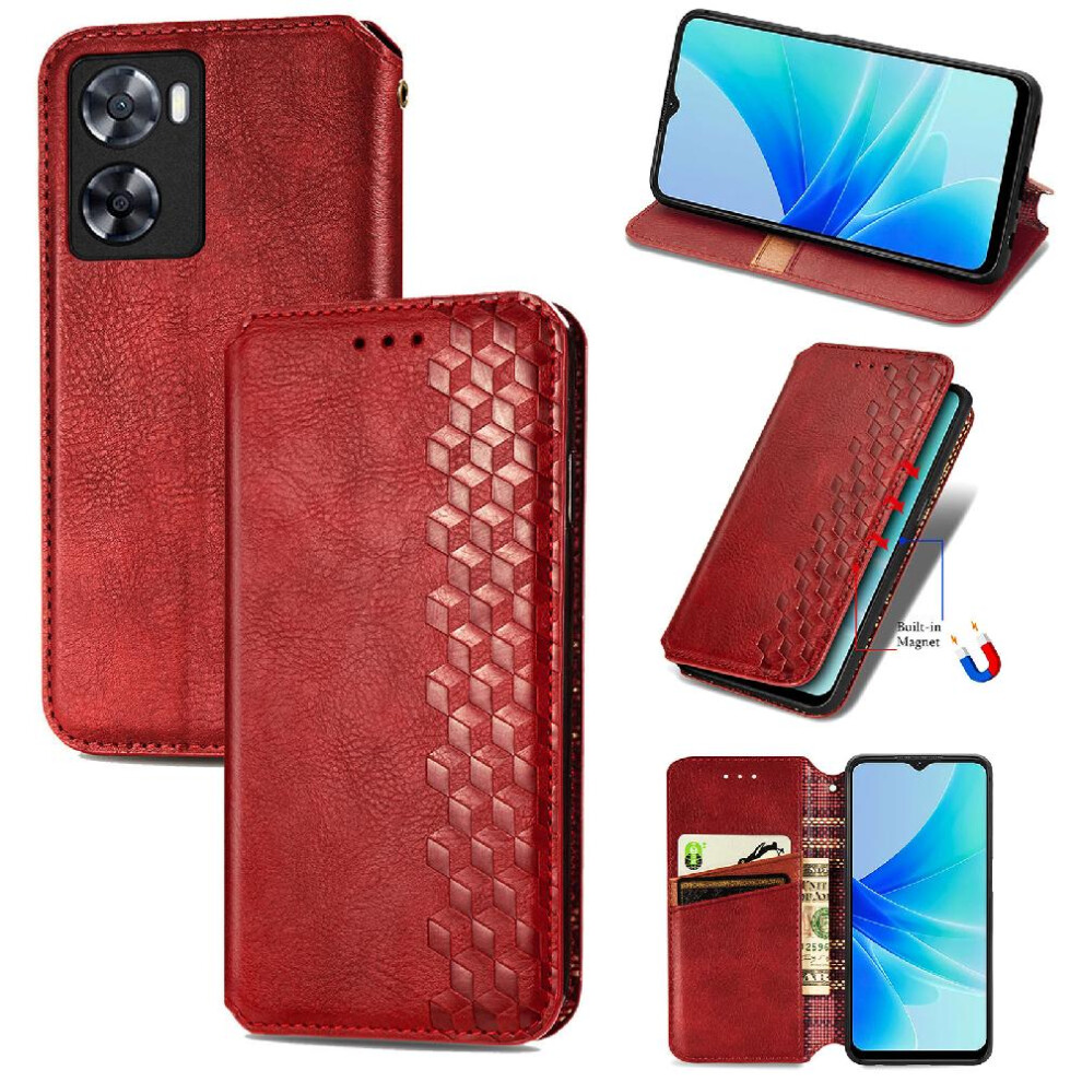 (Red) Case For Oppo A57 4G Wallet Function Leather Case Fashion Design Exquisite Business Flip Cover Red 764762554835