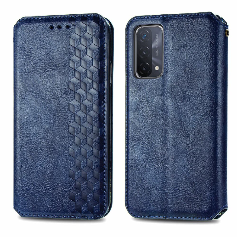 (Blue) Case For Oppo A54 5G Flip Cover Exquisite Business Fashion Design Leather Case Wallet Function Blue 764762555023