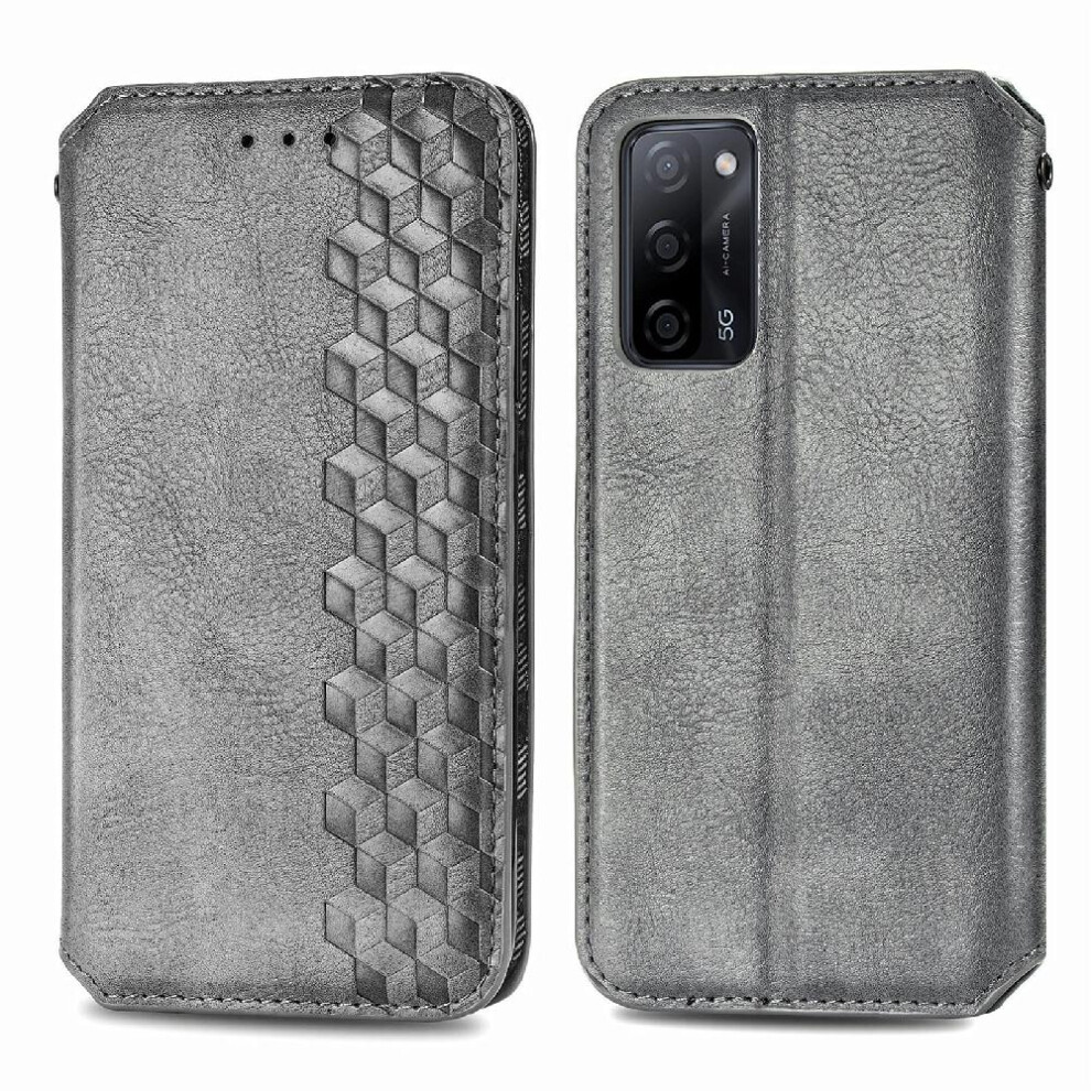 ( ) Case For Oppo A55 5G Flip Cover Fashion Design Leather Case Wallet Function Exquisite Business Gray 764762554934