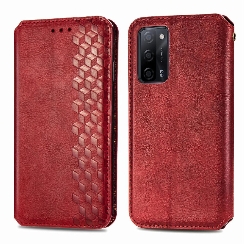 (Red) Case For Oppo A55 5G Flip Cover Fashion Design Leather Case Wallet Function Exquisite Business Red 764762554941