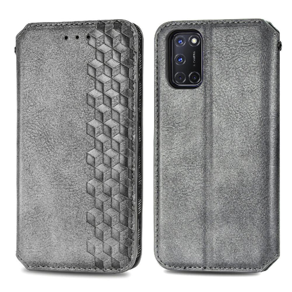 ( ) Case For Oppo A52 / A72 / A92 Flip Cover Wallet Function Leather Case Fashion Design Exquisite Business Gray 764762555320
