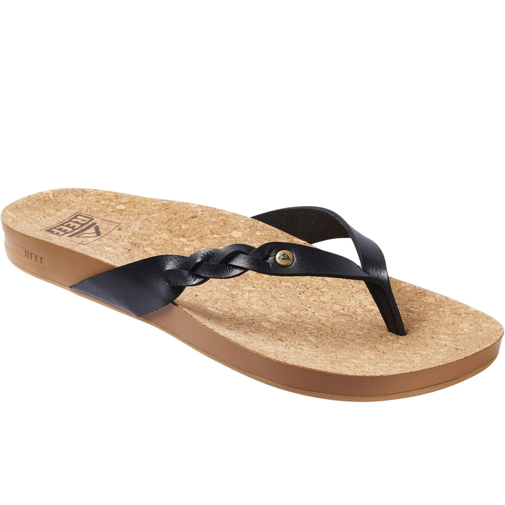 (5 UK, Twist Black) Reef Womens Cushion Court Twist Summer Beach Pool Sandals Thongs Flip Flops