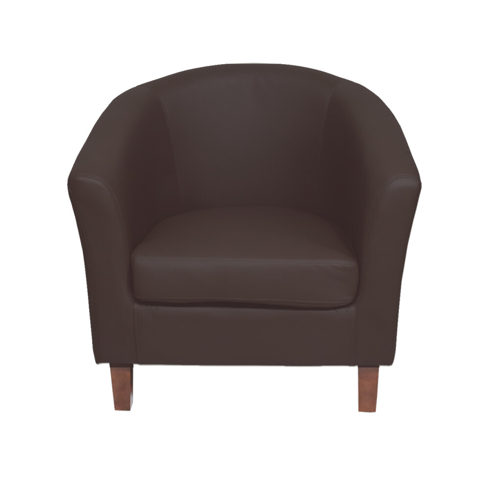 (Brown) Faux Leather Tub Chair In Black Brown Cream or Red