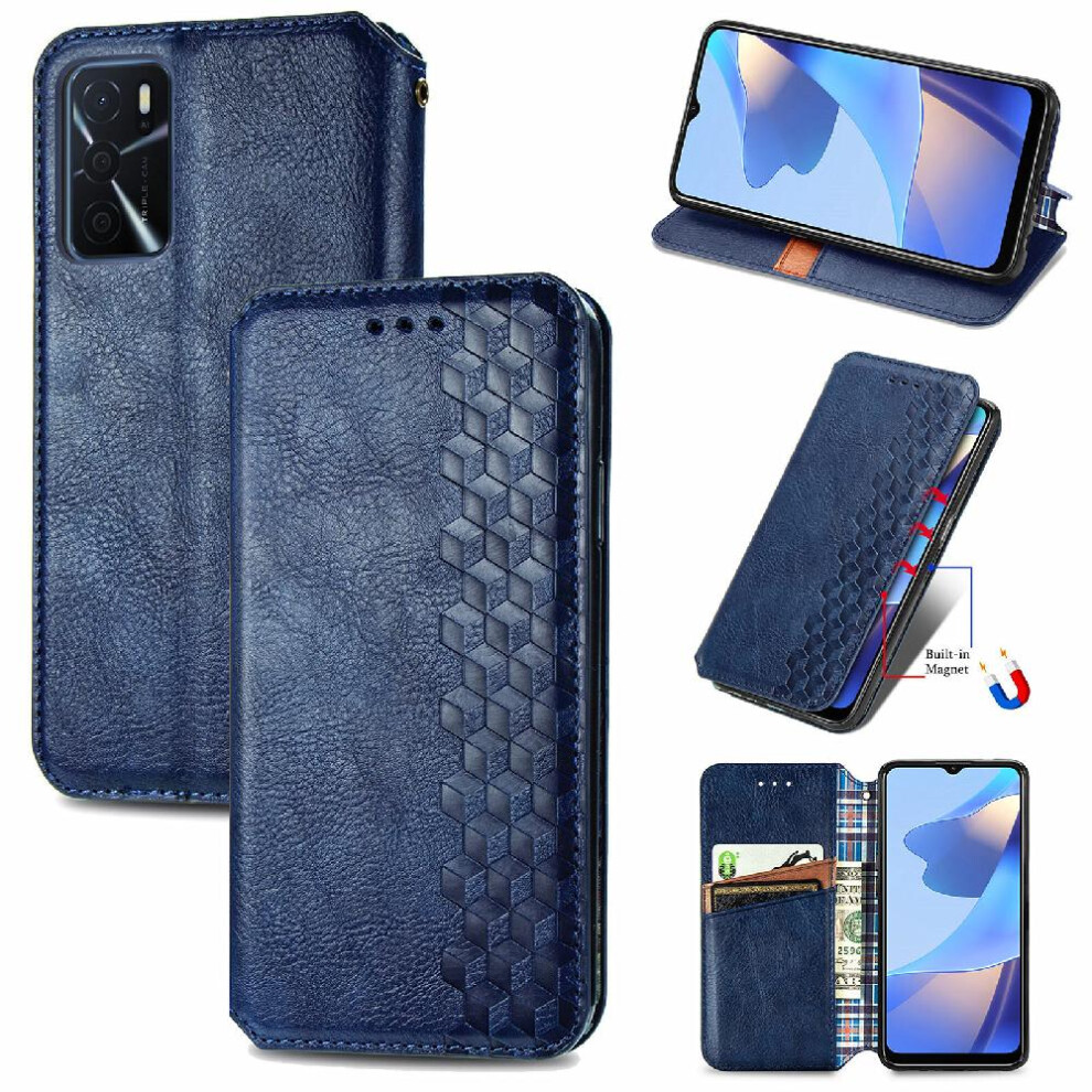 (Blue) Case For Oppo A16 Fashion Design Exquisite Business Flip Cover Leather Case Wallet Function Blue 764762556136