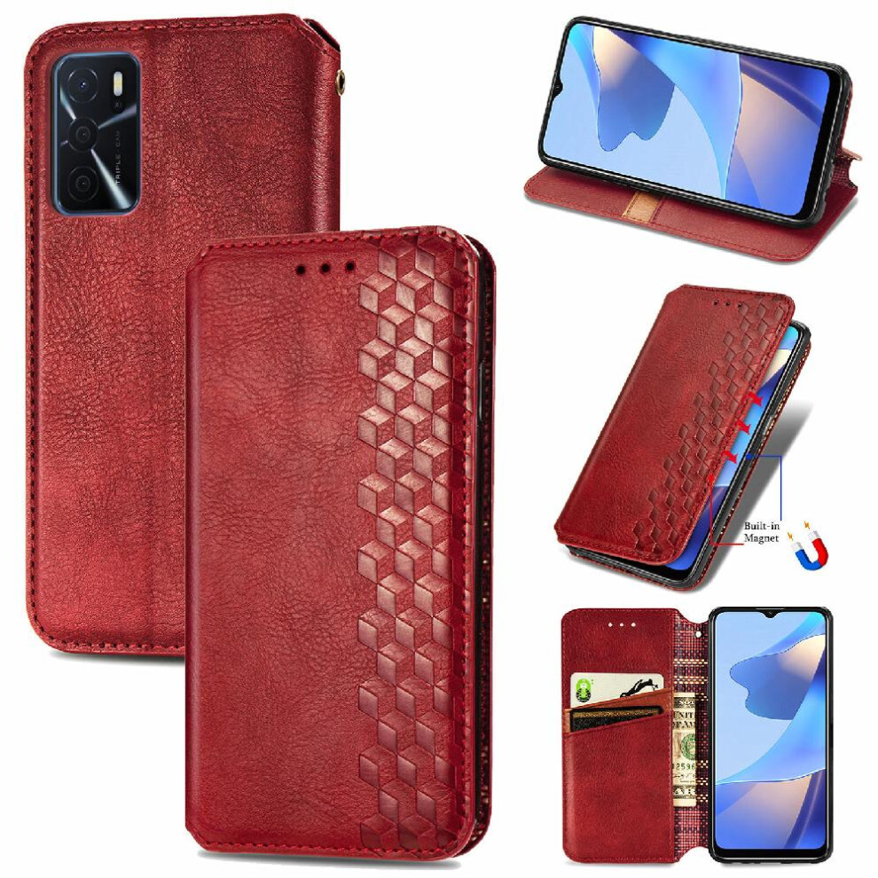 (Red) Case For Oppo A16 Fashion Design Exquisite Business Flip Cover Leather Case Wallet Function Red 764762556174