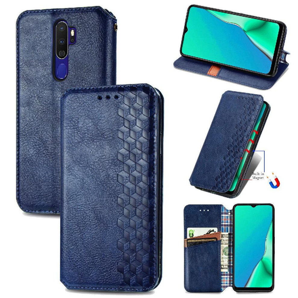 Gangxun (Blue) Case For Oppo A5 2020 Fashion Design Flip Cover Wallet Function Exquisite Business Leather Case Blue