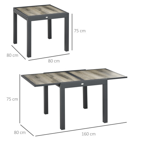Outsunny Outsunny Extendable Outdoor Dining Table Aluminium Rectangle Patio Table Beige 1