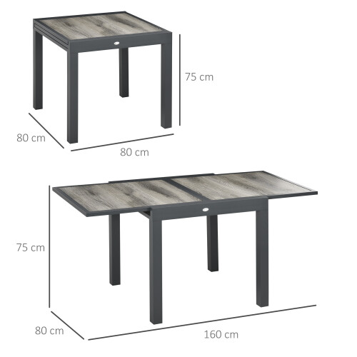 Outsunny Outsunny Extendable Outdoor Dining Table Aluminium Rectangle Patio Table Grey 1